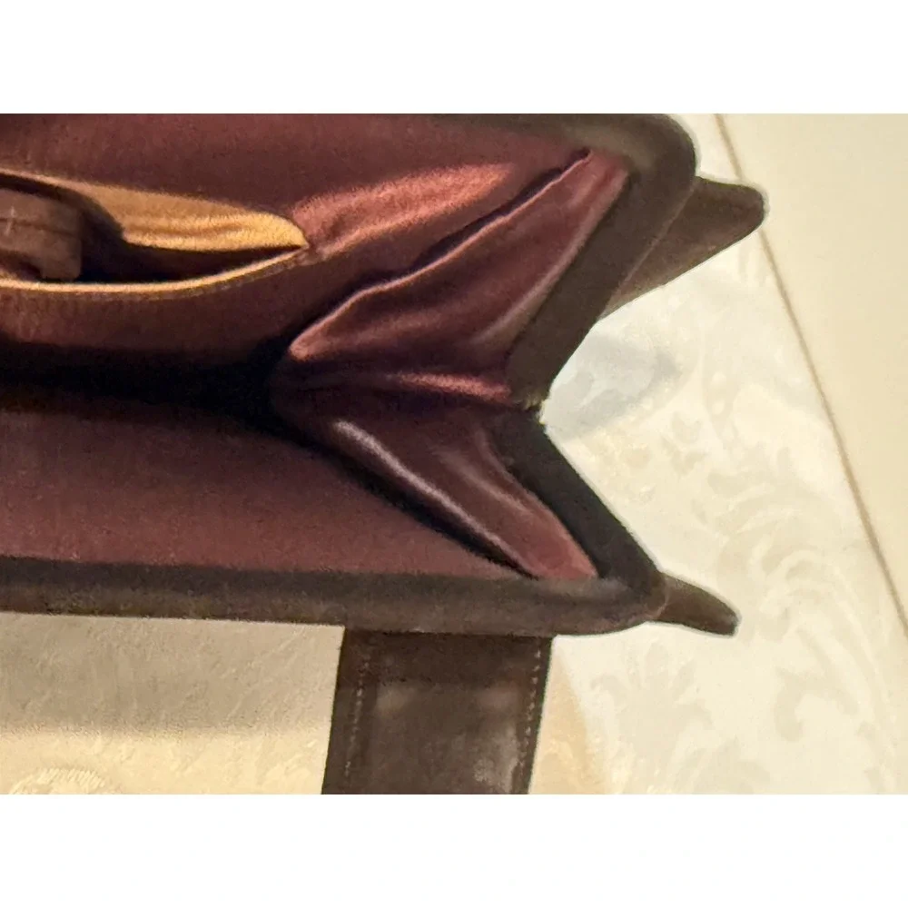 Vintage Koret Koretolope D Brown Kid Suede cut-out top handle Silk Coin‎ Bag